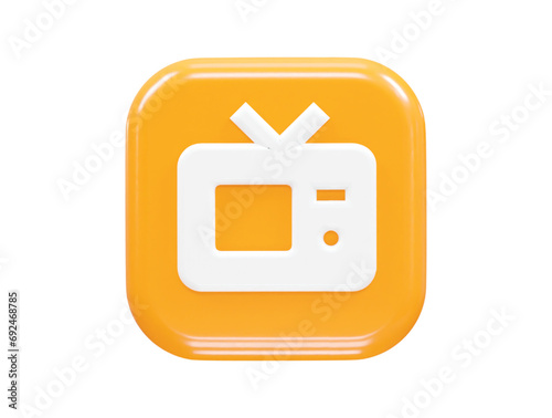 Tv icon 3d rendering illustration element