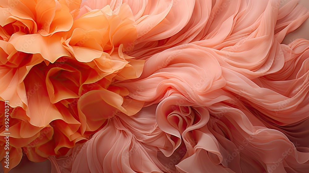 Abstract Silk Drapery in Peach Fuzz, Color of Elegance.