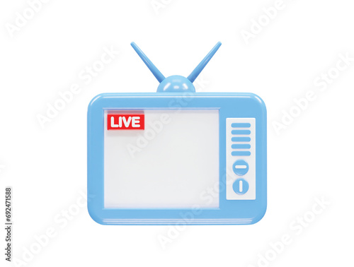 Tv icon 3d rendering illustration element