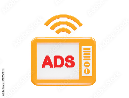 Tv icon 3d rendering illustration element