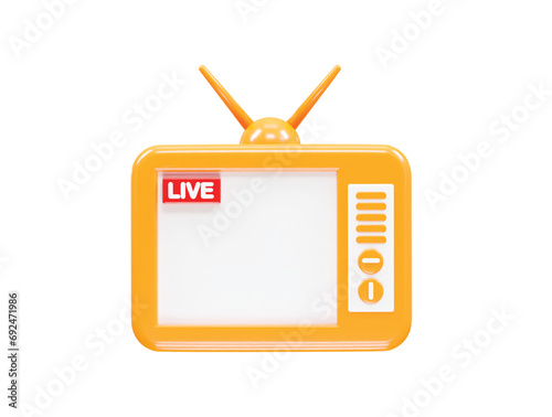 Tv icon 3d rendering illustration element