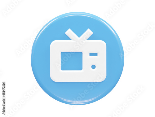 Tv icon 3d rendering illustration element