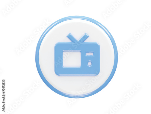 Tv icon 3d rendering illustration element