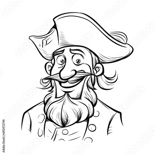 Hand-drawn pirate portrait sketch vector illustration.