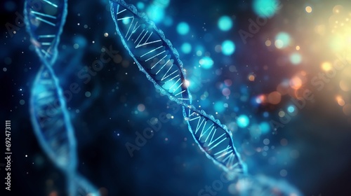 Genetic code twisting biotechnology close-up image photo