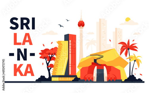 Sri Lanka city architecture - modern colored vector illustration