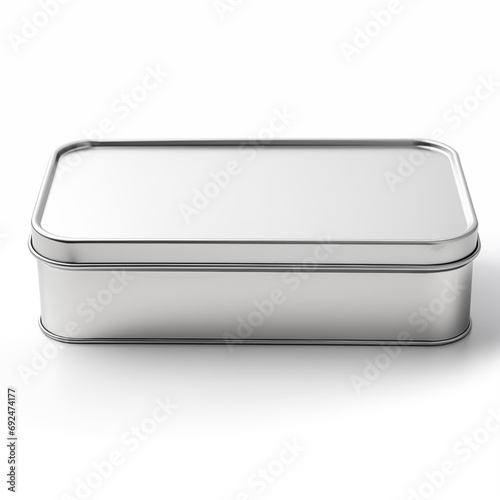 Rectangular tin box. Metal box for various purposes. Isolate on a white back © solidmaks