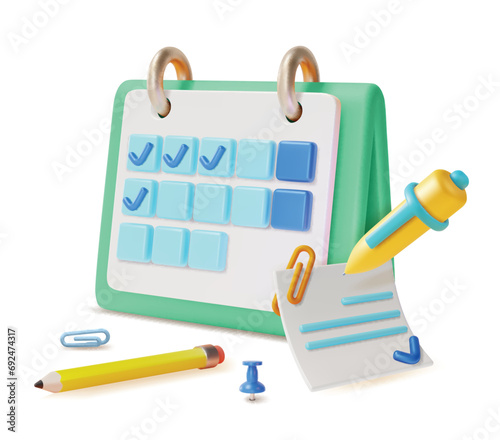 3d Budget Planning Managing Income and Expenses Business Concept Cartoon Style. Vector illustration of Personal Plan