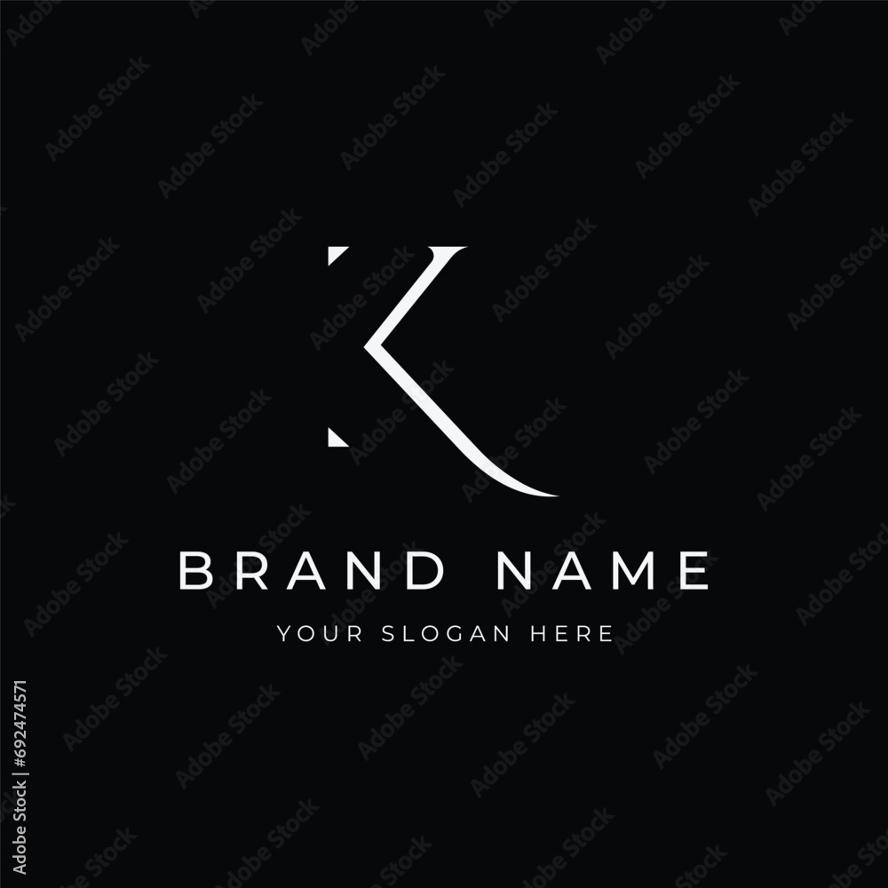 Modern, unique and luxurious geometric initial letter K template logo element. Logo for business, company, fashion and brand cards