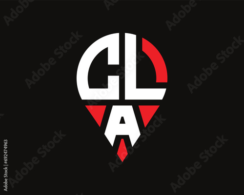 letter cla logo location shape logo design.