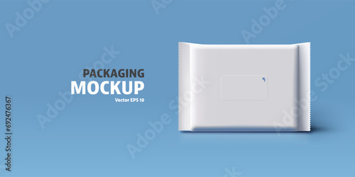 3d vector blank mock up for wet wipes pouch or pack. Product ad element and banner photo