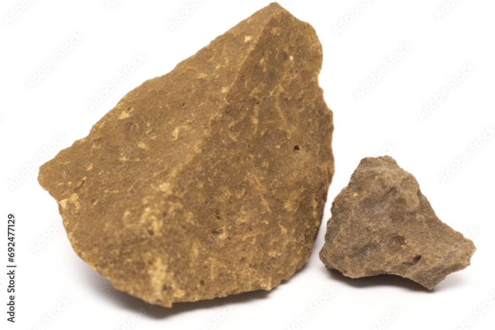 Piece of pressed hashish on white background, close-up