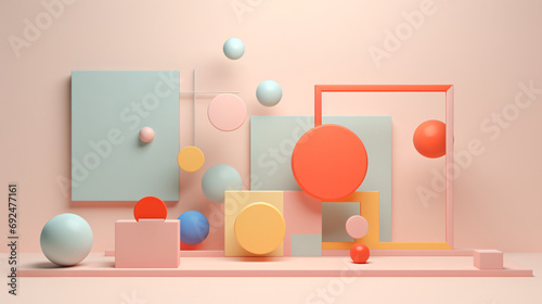 3d render abstract background primitive geometric