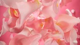 Falling Pink Rose Petals, Isolated on Colored Background.