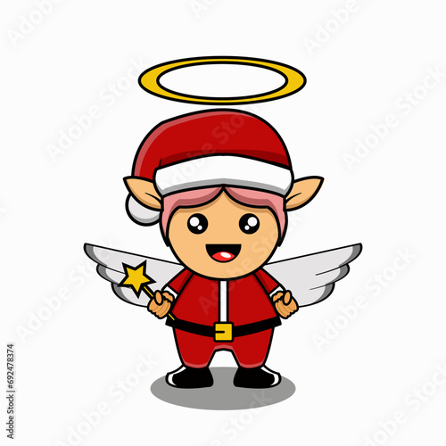 cute vector illustration of christmas elf character