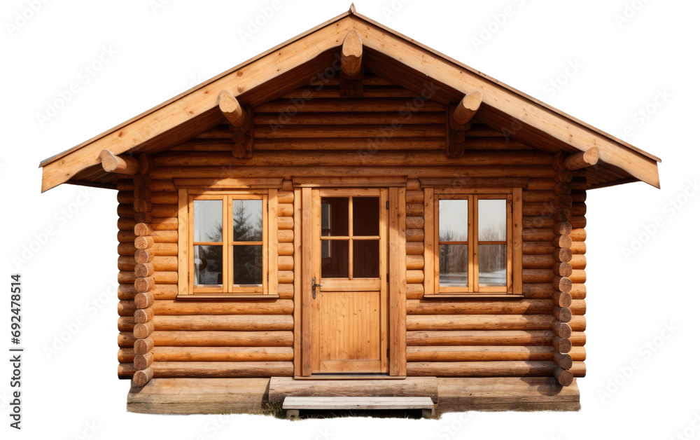 Cozy Wooden Cabin On Isolated Background