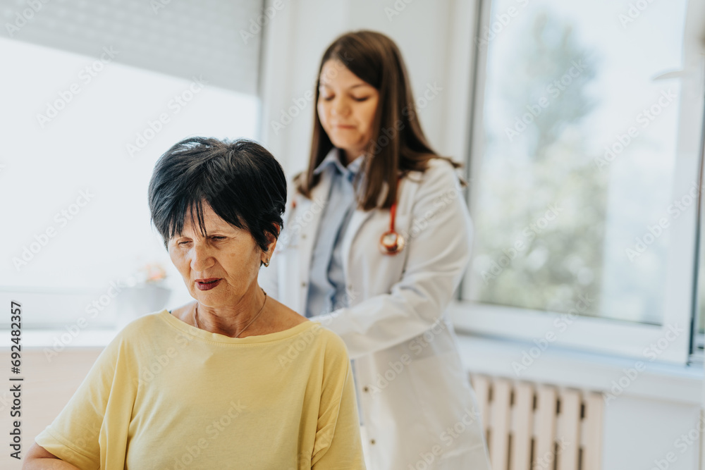 A caring and experienced doctor provides medical advice and diagnosis to a patient during a clinic visit. Test results are discussed, and treatment options are explained. A caring and experienced doctor provides medical advice and diagnosis to a patient during a clinic visit. Test results are discussed, and treatment options are explained.