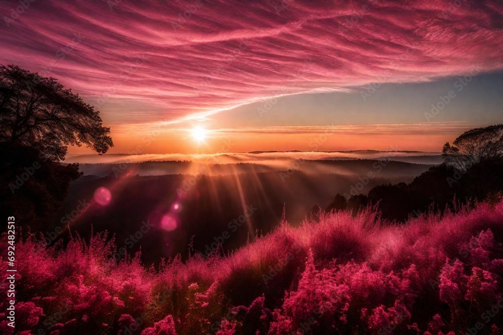 sunset over the field and generated AI sunset over the field and generated AI