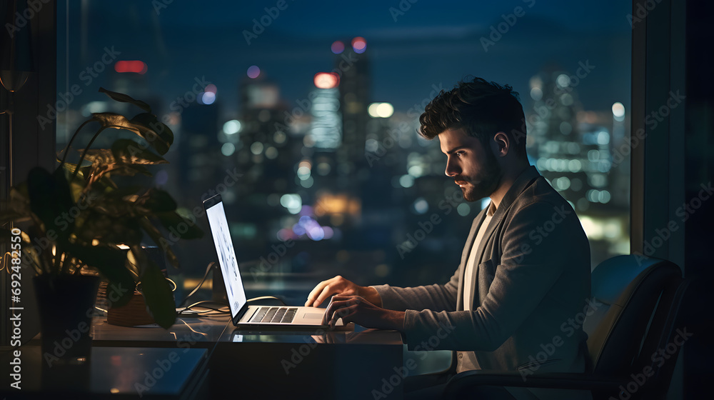 Man operating a computer Man operating a computer