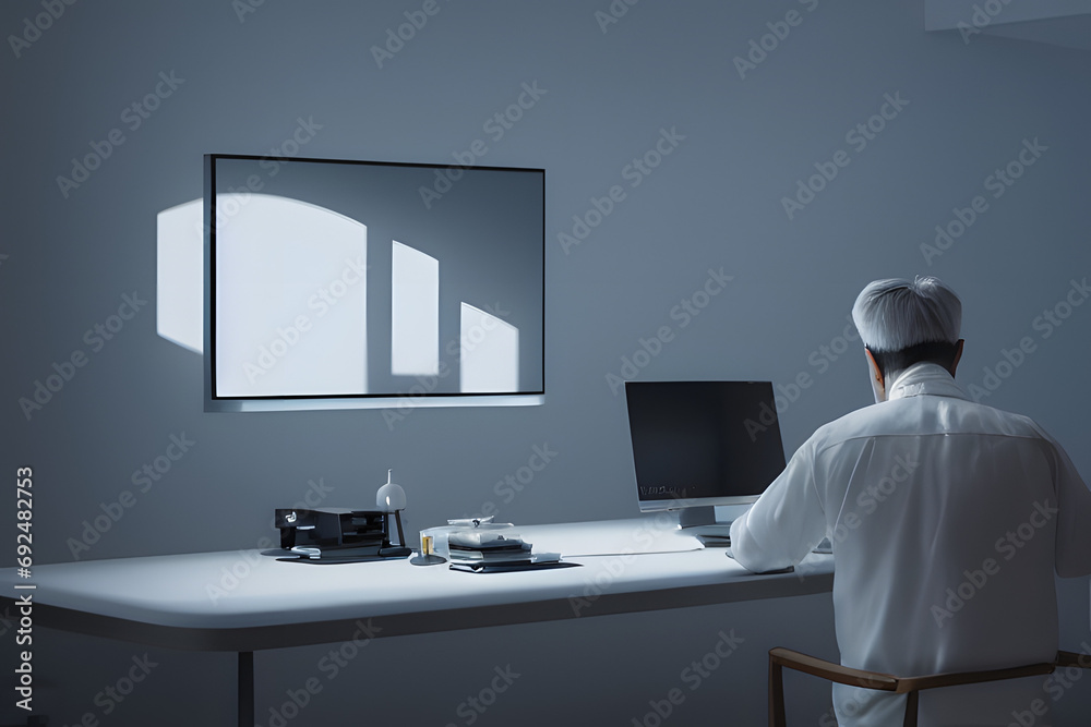 Man operating a computer Man operating a computer