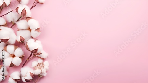 An elegant and serene aesthetic background featuring a simplistic cotton plant design  perfect for social media posts  with ample blank space for text or other creative elements.
