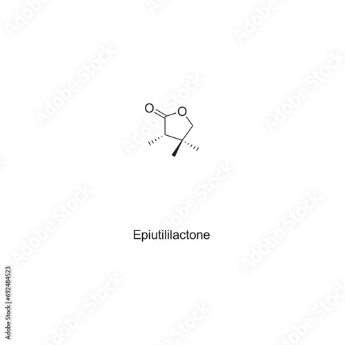 Epiutililactone skeletal structure diagram.Hemiterpenoid molecule scientific illustration. photo