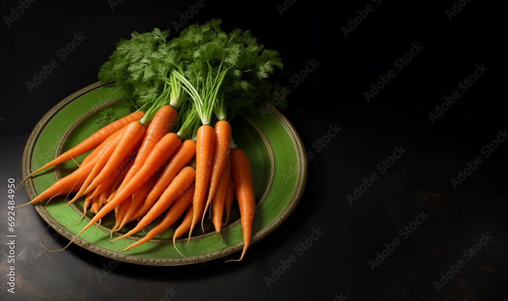 Green Plate with an Abundance of Carrots Created With Generative AI Technology