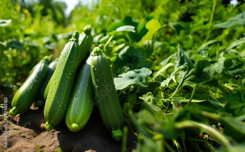 A Pile of Fresh Cucumbers on the Ground Created With Generative AI Technology