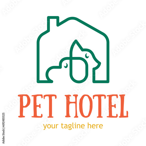 Dog or pet grooming and washing logo design template. Pet Care salon sign. Vector illustration.