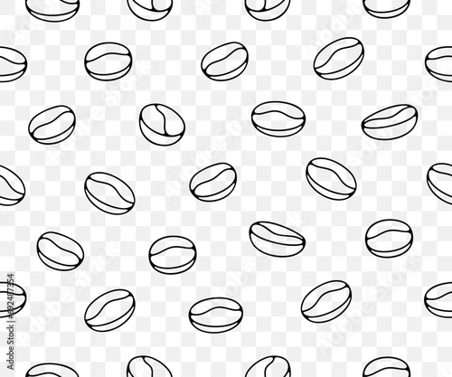 Coffee beans, plant and nature, seamless vector background and pattern. Food, hot drink, beverage, cafes, coffee house and coffee shop, vector design and illustration