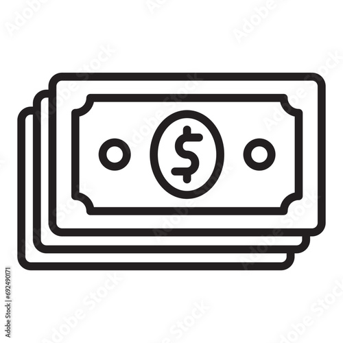 dollar banknote line icon