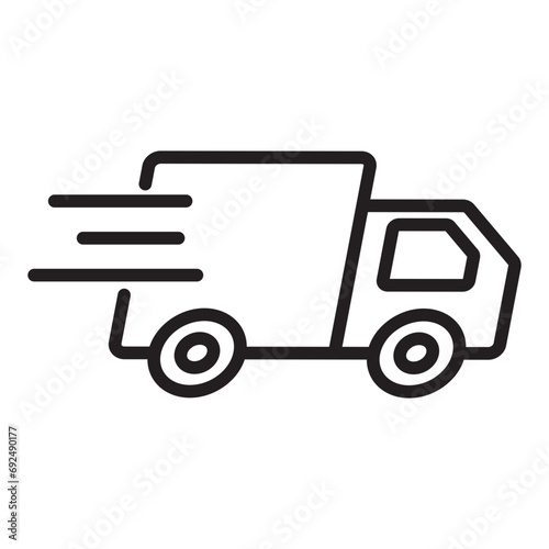 Fast shipping delivery truck line icon.