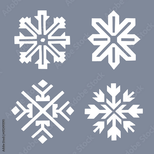 Symmetrical Snowflakes Set. Snowflake ornaments pack for poster, card, banner decoration