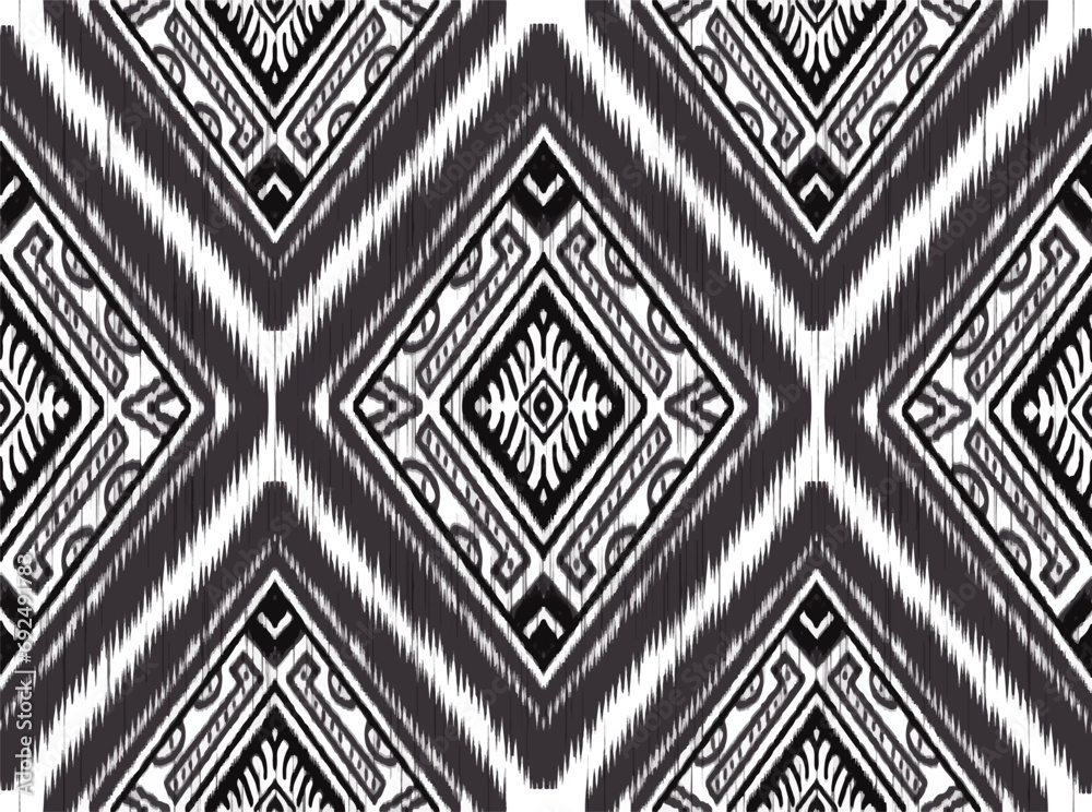 Ikat Tribal Pattern Aztec Art Black Background Symbol Abstract, ethnic ...