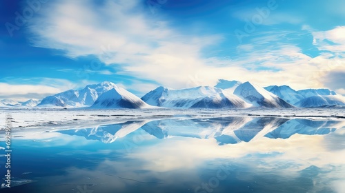 glaciers antarctic tundra landscape illustration penguins seals, whales icebergs, barren desolate glaciers antarctic tundra landscape