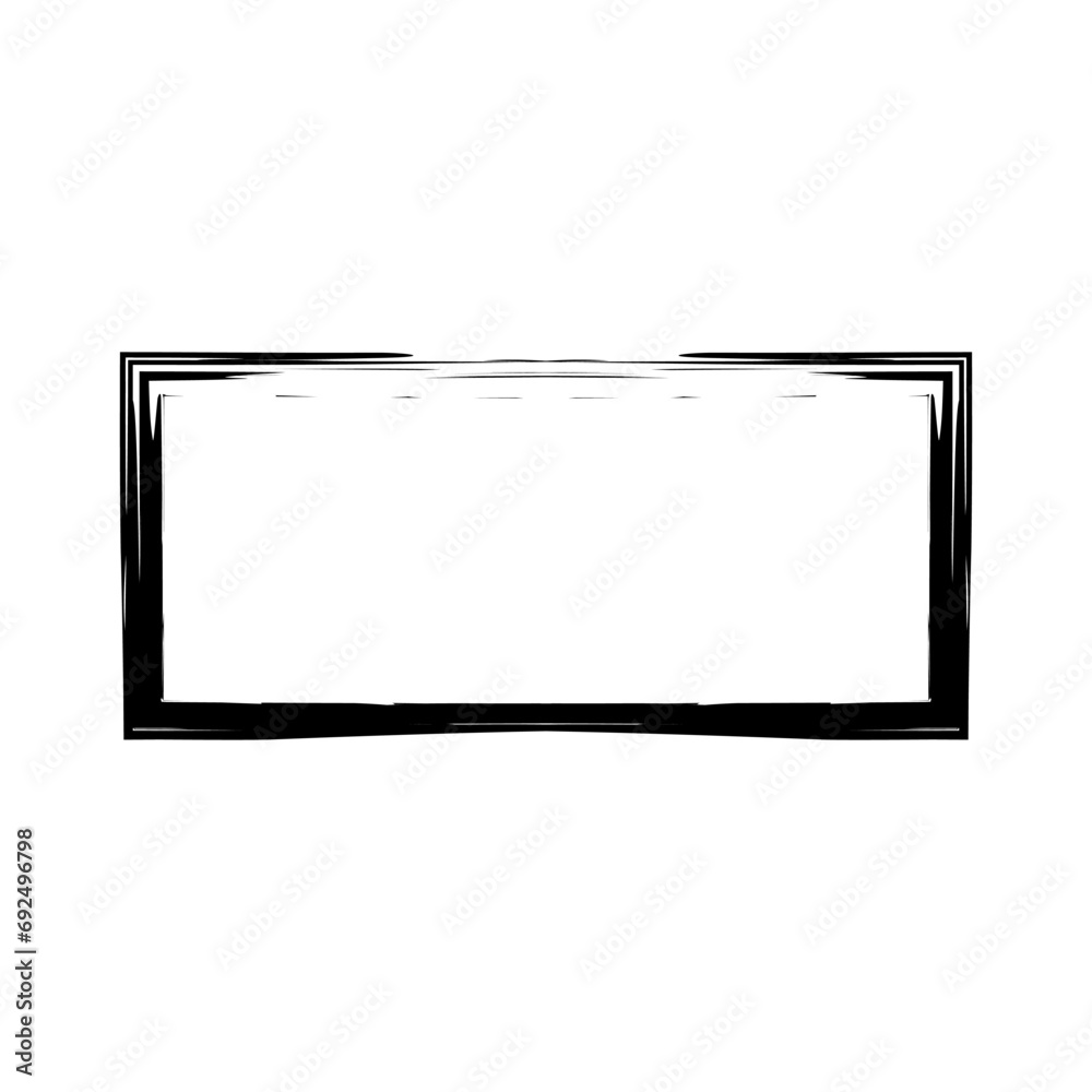 Grunge rectangular frame stamp. Ink empty black box. Rectangular border. Vector illustration isolated on white background. Grunge rectangular frame stamp. Ink empty black box. Rectangular border. Vector illustration isolated on white background.