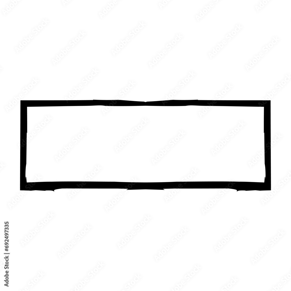Grunge rectangular frame stamp. Ink empty black box. Rectangular border. Vector illustration isolated on white background. Grunge rectangular frame stamp. Ink empty black box. Rectangular border. Vector illustration isolated on white background.