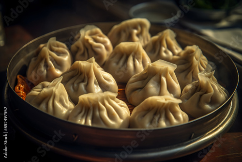 A Mouthwatering Closeup View of Delectable Momos