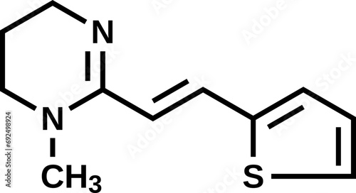 Pyrantel structural formula, vector illustration photo