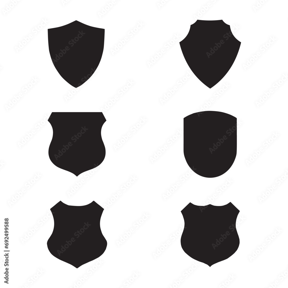 shield silhouette vector isolated black on white background