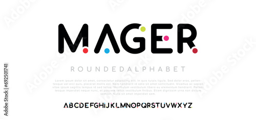 Mager Modern abstract digital alphabet font. Minimal technology typography, Creative urban sport fashion futuristic font and with numbers. vector illustration