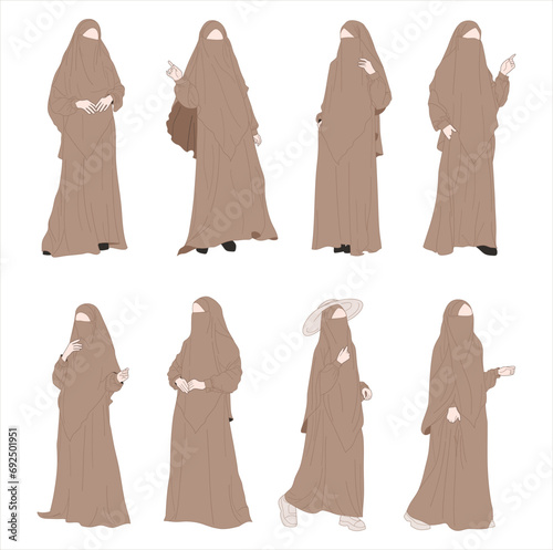 Set of muslimah clothes with beautiful niqab