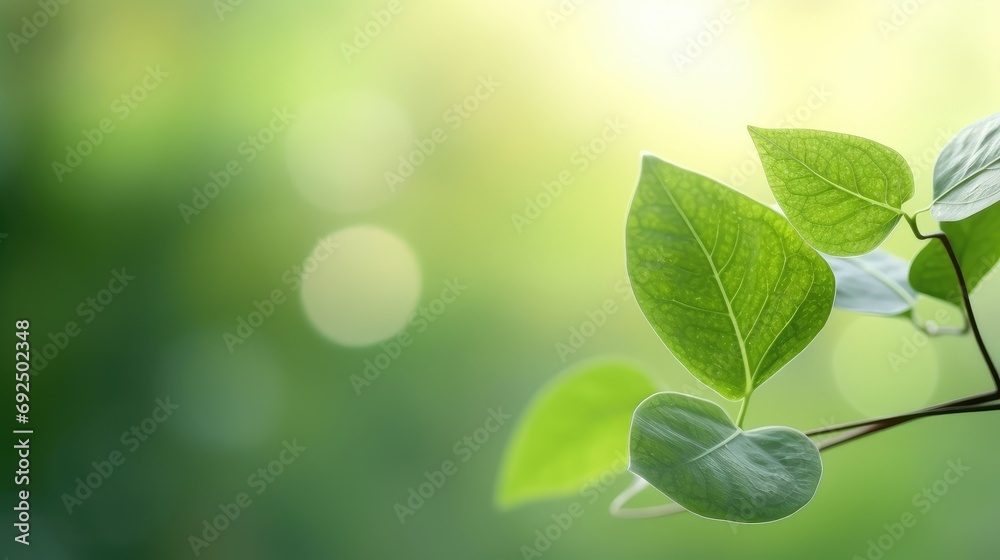Eco-Friendly Elegance: Green Leaf Close-Up on Sunlit Blurred Greenery Eco-Friendly Elegance: Green Leaf Close-Up on Sunlit Blurred Greenery