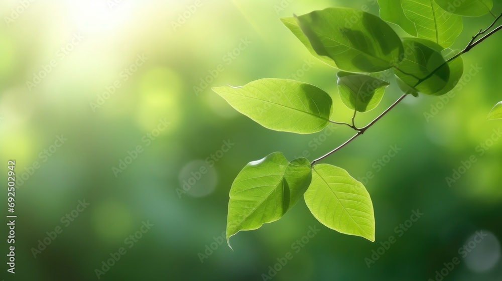 Eco-Friendly Elegance: Green Leaf Close-Up on Sunlit Blurred Greenery Eco-Friendly Elegance: Green Leaf Close-Up on Sunlit Blurred Greenery