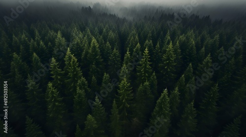 ariel view of pine tree forest photo