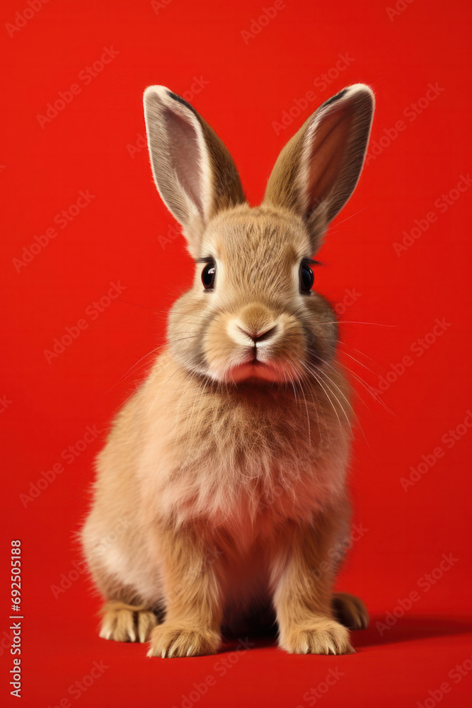 Obraz premium rabbit on a red background1