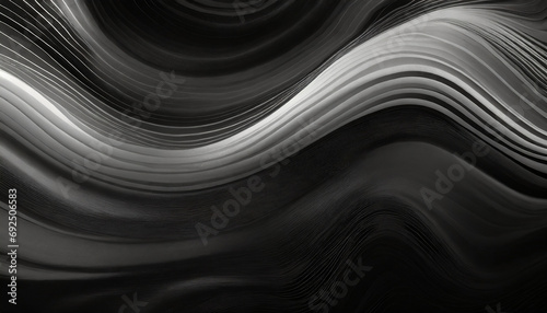 Black gray silver white wave abstract background for design.Light wave  wavy line.Matte shimmer.Ombre gradient.Noise rough grungy grain brushed metallic effect.Web banner.High quality image.