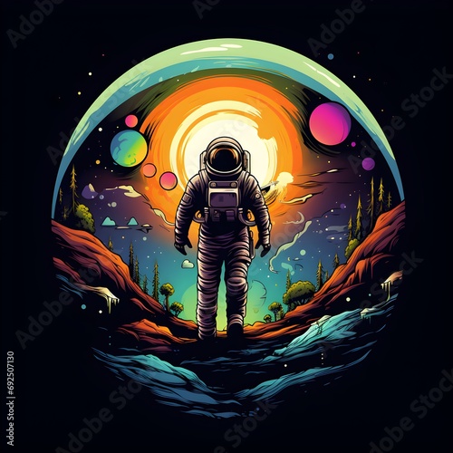 Astronaut on the background of the planet.