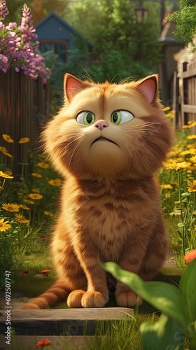 beautiful pixar cat in the garden