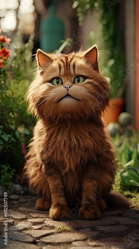 beautiful pixar cat in the garden